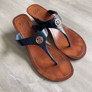 Authentic Tory Burch Cameron Wedge Navy Sandal